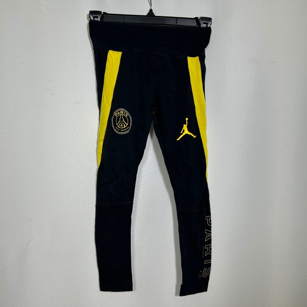 Paris Saint-Germain PSG Soccer Jordan Black Yellow Pants Youth SMALL 8-10 YRS